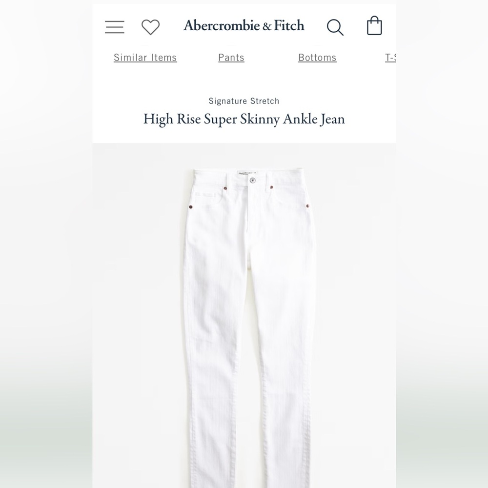 Abercrombie high rise super skinny ankle jeans, white, size 0/25